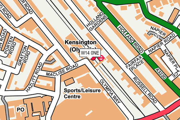 W14 0NE map - OS OpenMap – Local (Ordnance Survey) W14 0NE map - OS OpenMap – Local (Ordnance Survey)