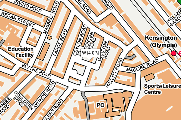 W14 0PJ map - OS OpenMap – Local (Ordnance Survey) W14 0PJ map - OS OpenMap – Local (Ordnance Survey)