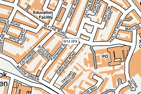 W14 0PX map - OS OpenMap – Local (Ordnance Survey) W14 0PX map - OS OpenMap – Local (Ordnance Survey)