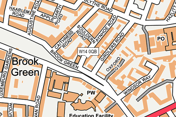W14 0QB map - OS OpenMap – Local (Ordnance Survey) W14 0QB map - OS OpenMap – Local (Ordnance Survey)