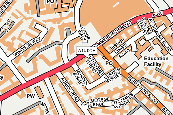 W14 0QH map - OS OpenMap – Local (Ordnance Survey) W14 0QH map - OS OpenMap – Local (Ordnance Survey)