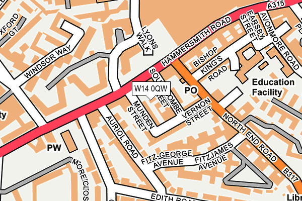 W14 0QW map - OS OpenMap – Local (Ordnance Survey) W14 0QW map - OS OpenMap – Local (Ordnance Survey)