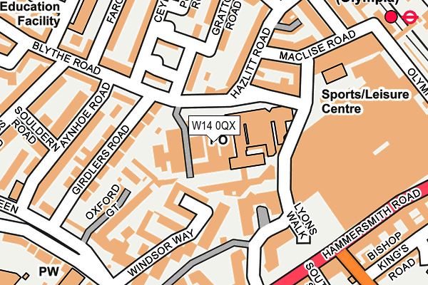 W14 0QX map - OS OpenMap – Local (Ordnance Survey) W14 0QX map - OS OpenMap – Local (Ordnance Survey)