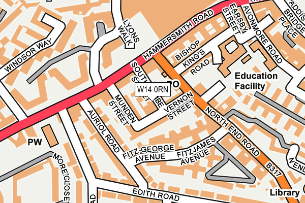 W14 0RN map - OS OpenMap – Local (Ordnance Survey) W14 0RN map - OS OpenMap – Local (Ordnance Survey)
