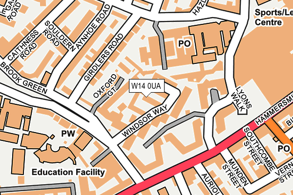 W14 0UA map - OS OpenMap – Local (Ordnance Survey) W14 0UA map - OS OpenMap – Local (Ordnance Survey)