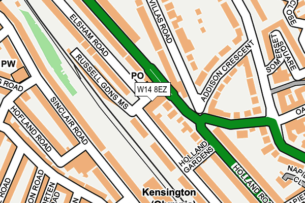 W14 8EZ map - OS OpenMap – Local (Ordnance Survey) W14 8EZ map - OS OpenMap – Local (Ordnance Survey)
