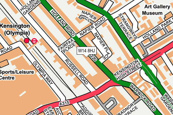 W14 8HJ map - OS OpenMap – Local (Ordnance Survey) W14 8HJ map - OS OpenMap – Local (Ordnance Survey)