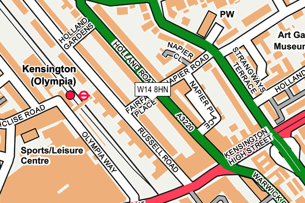 W14 8HN map - OS OpenMap – Local (Ordnance Survey) W14 8HN map - OS OpenMap – Local (Ordnance Survey)