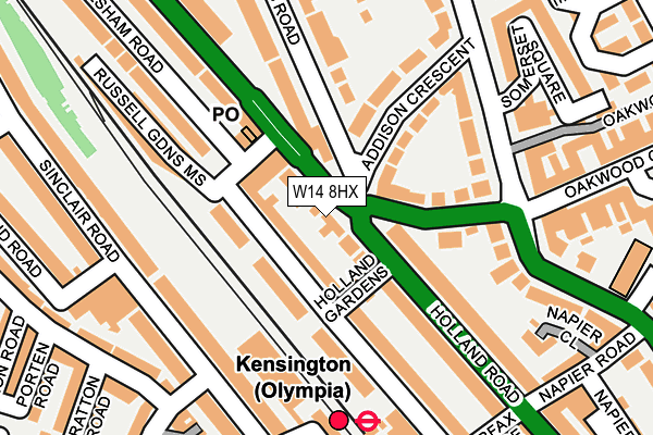 W14 8HX map - OS OpenMap – Local (Ordnance Survey) W14 8HX map - OS OpenMap – Local (Ordnance Survey)