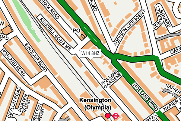 W14 8HZ map - OS OpenMap – Local (Ordnance Survey) W14 8HZ map - OS OpenMap – Local (Ordnance Survey)