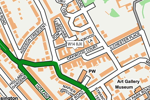 W14 8JX map - OS OpenMap – Local (Ordnance Survey) W14 8JX map - OS OpenMap – Local (Ordnance Survey)