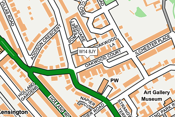 W14 8JY map - OS OpenMap – Local (Ordnance Survey) W14 8JY map - OS OpenMap – Local (Ordnance Survey)