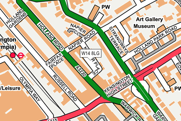 W14 8LG map - OS OpenMap – Local (Ordnance Survey) W14 8LG map - OS OpenMap – Local (Ordnance Survey)