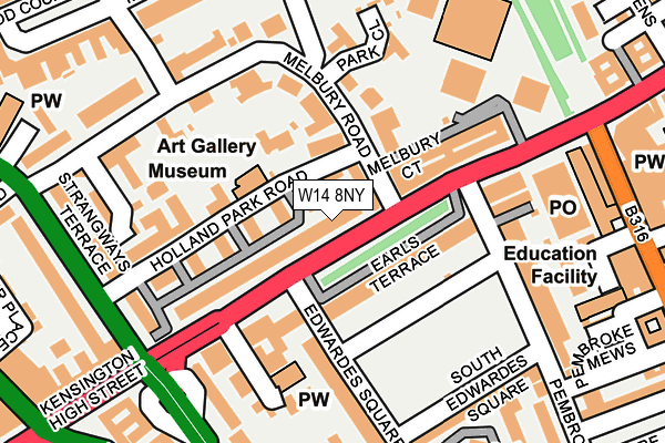 W14 8NY map - OS OpenMap – Local (Ordnance Survey) W14 8NY map - OS OpenMap – Local (Ordnance Survey)