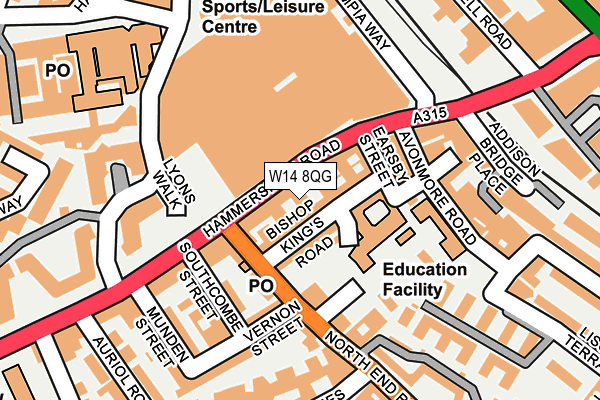 W14 8QG map - OS OpenMap – Local (Ordnance Survey)