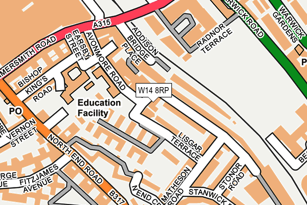 W14 8RP map - OS OpenMap – Local (Ordnance Survey) W14 8RP map - OS OpenMap – Local (Ordnance Survey)