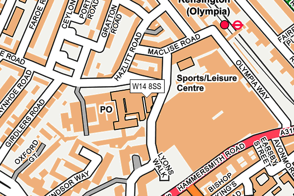 W14 8SS map - OS OpenMap – Local (Ordnance Survey) W14 8SS map - OS OpenMap – Local (Ordnance Survey)