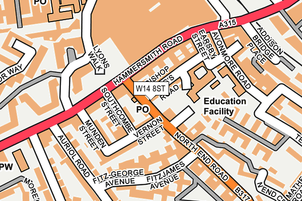 W14 8ST map - OS OpenMap – Local (Ordnance Survey) W14 8ST map - OS OpenMap – Local (Ordnance Survey)
