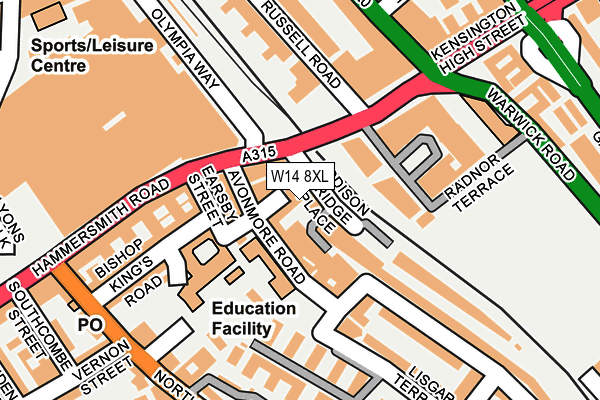 W14 8XL map - OS OpenMap – Local (Ordnance Survey) W14 8XL map - OS OpenMap – Local (Ordnance Survey)