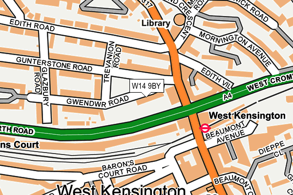 W14 9BY map - OS OpenMap – Local (Ordnance Survey) W14 9BY map - OS OpenMap – Local (Ordnance Survey)