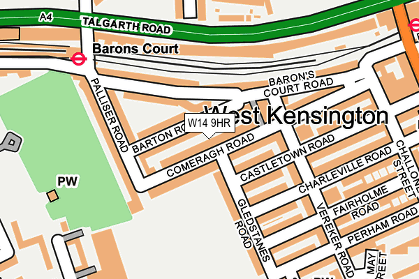 W14 9HR map - OS OpenMap – Local (Ordnance Survey) W14 9HR map - OS OpenMap – Local (Ordnance Survey)
