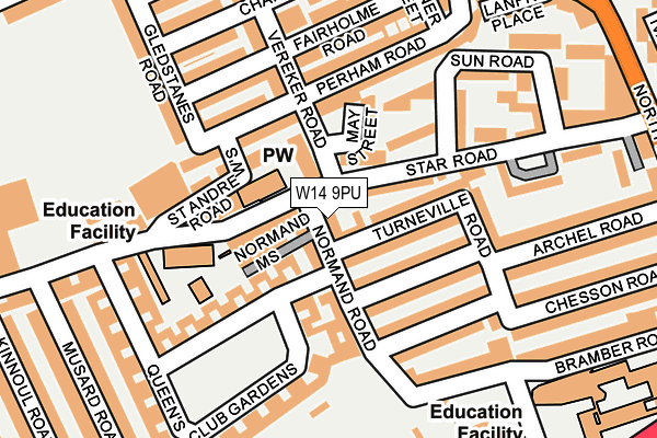 W14 9PU map - OS OpenMap – Local (Ordnance Survey) W14 9PU map - OS OpenMap – Local (Ordnance Survey)