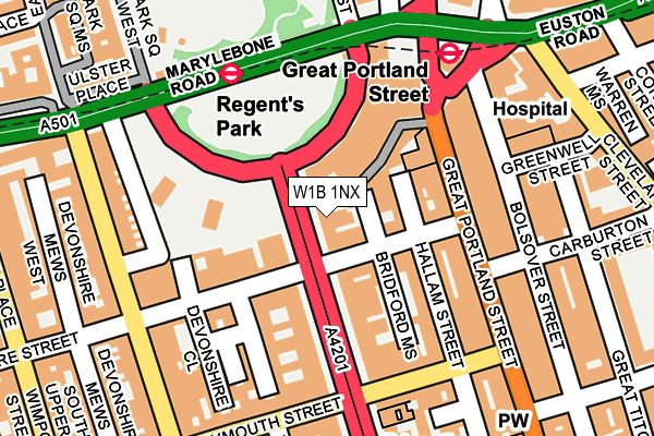 W1B 1NX map - OS OpenMap – Local (Ordnance Survey) W1B 1NX map - OS OpenMap – Local (Ordnance Survey)