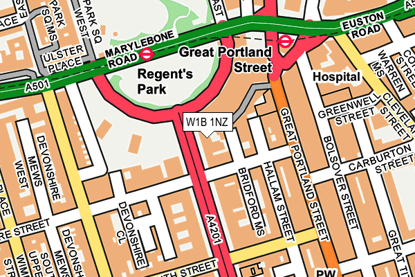 W1B 1NZ map - OS OpenMap – Local (Ordnance Survey) W1B 1NZ map - OS OpenMap – Local (Ordnance Survey)