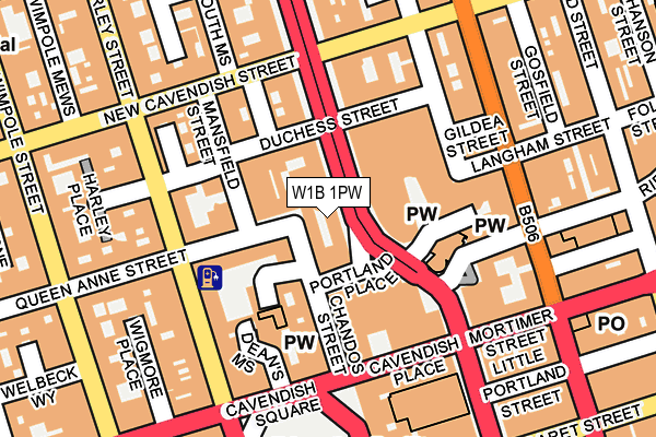 W1B 1PW map - OS OpenMap – Local (Ordnance Survey) W1B 1PW map - OS OpenMap – Local (Ordnance Survey)