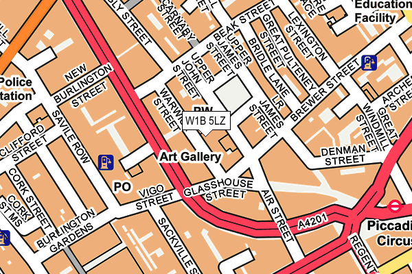 W1B 5LZ map - OS OpenMap – Local (Ordnance Survey) W1B 5LZ map - OS OpenMap – Local (Ordnance Survey)