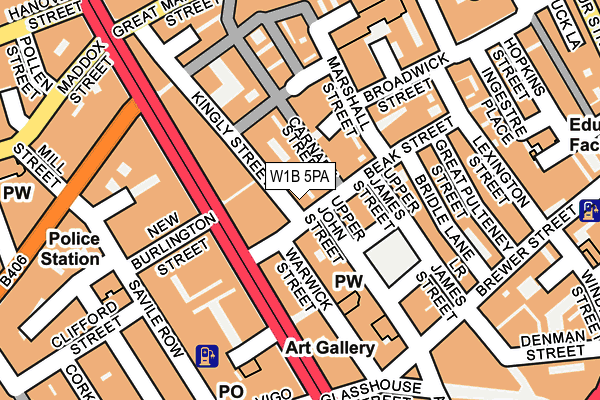 W1B 5PA map - OS OpenMap – Local (Ordnance Survey) W1B 5PA map - OS OpenMap – Local (Ordnance Survey)