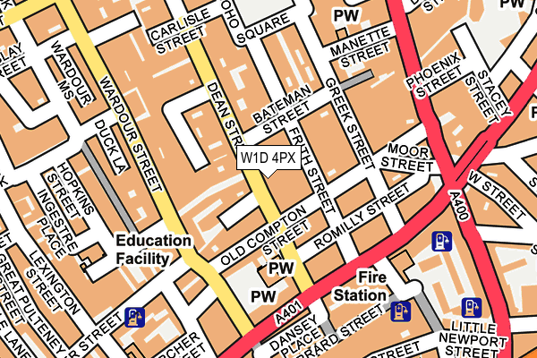 W1D 4PX map - OS OpenMap – Local (Ordnance Survey) W1D 4PX map - OS OpenMap – Local (Ordnance Survey)