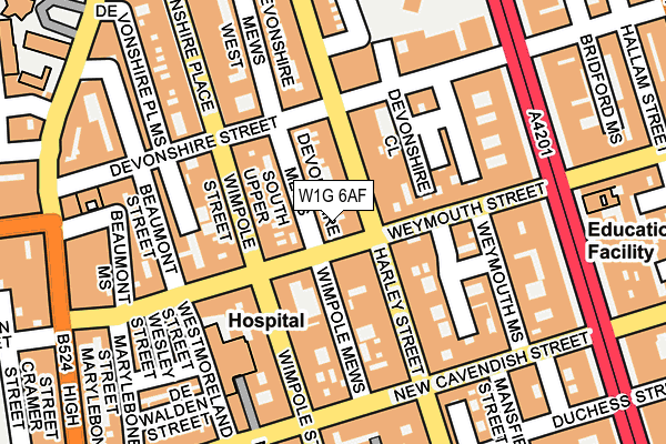 W1G 6AF map - OS OpenMap – Local (Ordnance Survey) W1G 6AF map - OS OpenMap – Local (Ordnance Survey)