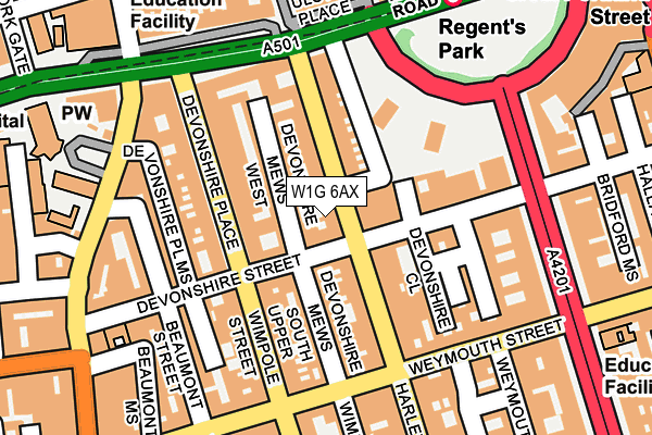 W1G 6AX map - OS OpenMap – Local (Ordnance Survey) W1G 6AX map - OS OpenMap – Local (Ordnance Survey)