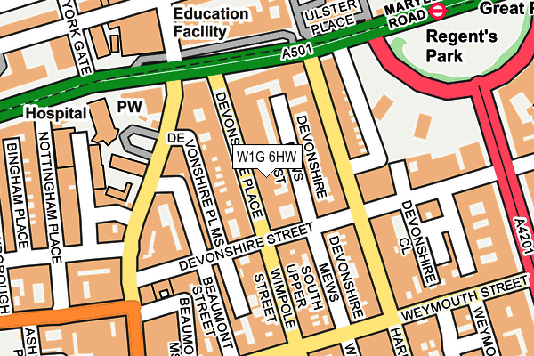 W1G 6HW map - OS OpenMap – Local (Ordnance Survey) W1G 6HW map - OS OpenMap – Local (Ordnance Survey)