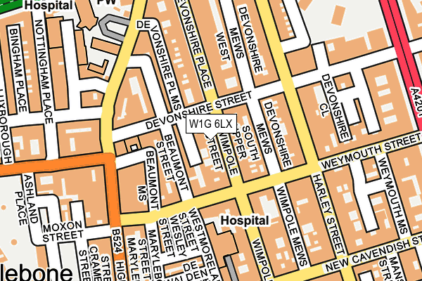 W1G 6LX map - OS OpenMap – Local (Ordnance Survey) W1G 6LX map - OS OpenMap – Local (Ordnance Survey)
