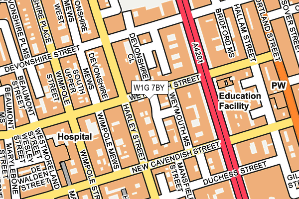W1G 7BY map - OS OpenMap – Local (Ordnance Survey) W1G 7BY map - OS OpenMap – Local (Ordnance Survey)