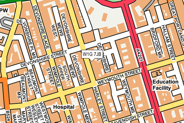 W1G 7JB map - OS OpenMap – Local (Ordnance Survey) W1G 7JB map - OS OpenMap – Local (Ordnance Survey)