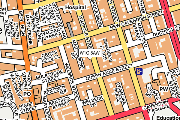 W1G 8AW map - OS OpenMap – Local (Ordnance Survey) W1G 8AW map - OS OpenMap – Local (Ordnance Survey)