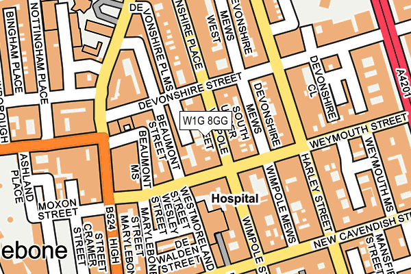 W1G 8GG map - OS OpenMap – Local (Ordnance Survey) W1G 8GG map - OS OpenMap – Local (Ordnance Survey)