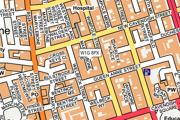 W1G 8PX map - OS OpenMap – Local (Ordnance Survey) W1G 8PX map - OS OpenMap – Local (Ordnance Survey)