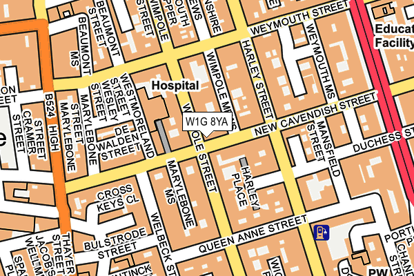 W1G 8YA map - OS OpenMap – Local (Ordnance Survey) W1G 8YA map - OS OpenMap – Local (Ordnance Survey)