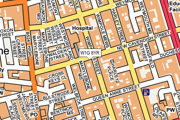 W1G 8YR map - OS OpenMap – Local (Ordnance Survey) W1G 8YR map - OS OpenMap – Local (Ordnance Survey)