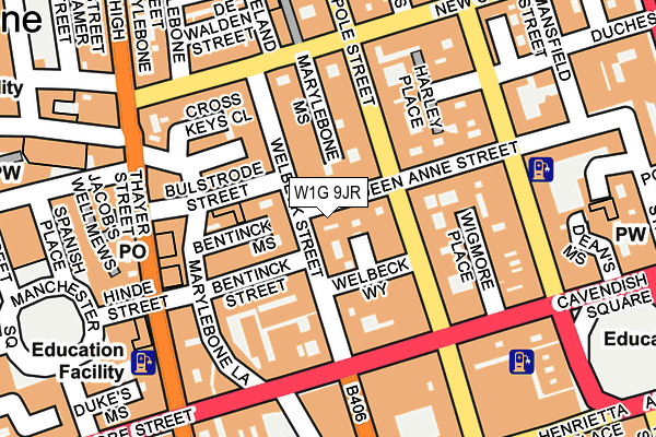W1G 9JR map - OS OpenMap – Local (Ordnance Survey) W1G 9JR map - OS OpenMap – Local (Ordnance Survey)