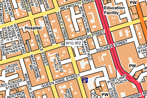 W1G 9PZ map - OS OpenMap – Local (Ordnance Survey) W1G 9PZ map - OS OpenMap – Local (Ordnance Survey)