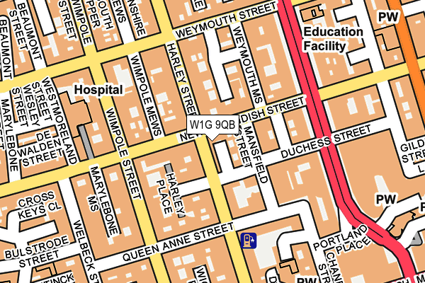 W1G 9QB map - OS OpenMap – Local (Ordnance Survey) W1G 9QB map - OS OpenMap – Local (Ordnance Survey)