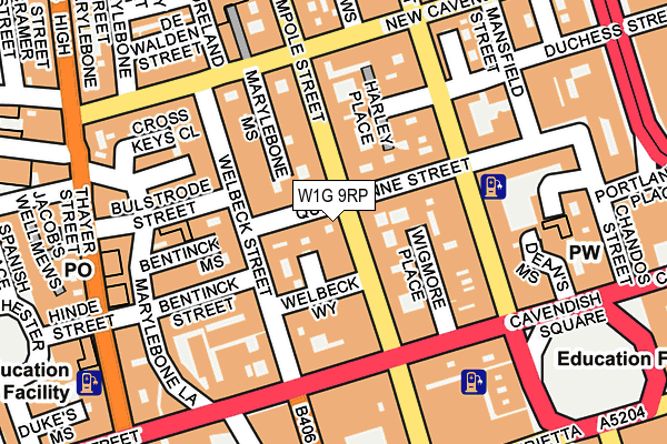 W1G 9RP map - OS OpenMap – Local (Ordnance Survey) W1G 9RP map - OS OpenMap – Local (Ordnance Survey)