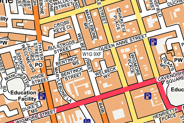 W1G 9XF map - OS OpenMap – Local (Ordnance Survey) W1G 9XF map - OS OpenMap – Local (Ordnance Survey)