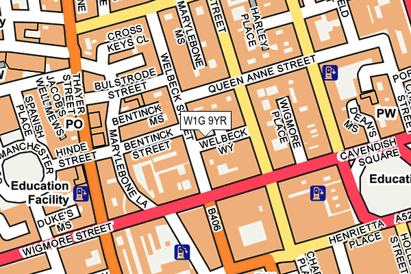 W1G 9YR map - OS OpenMap – Local (Ordnance Survey) W1G 9YR map - OS OpenMap – Local (Ordnance Survey)