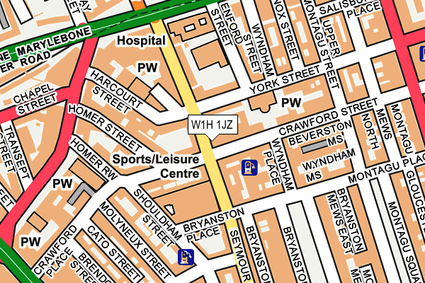 W1H 1JZ map - OS OpenMap – Local (Ordnance Survey)